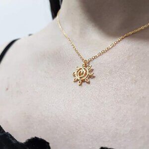 Golden Sun Pendant Necklace with Message Card Gift Card